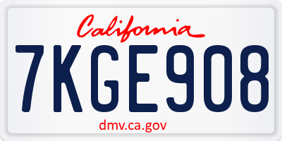 CA license plate 7KGE908