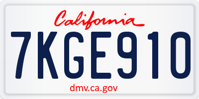 CA license plate 7KGE910
