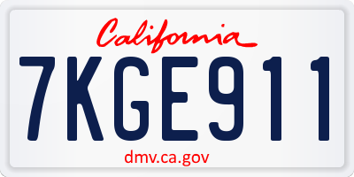 CA license plate 7KGE911