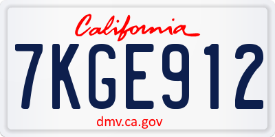 CA license plate 7KGE912