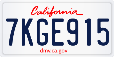 CA license plate 7KGE915