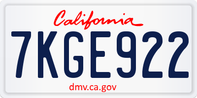 CA license plate 7KGE922