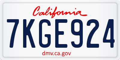 CA license plate 7KGE924