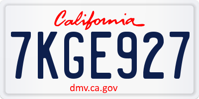 CA license plate 7KGE927
