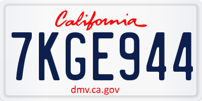 CA license plate 7KGE944