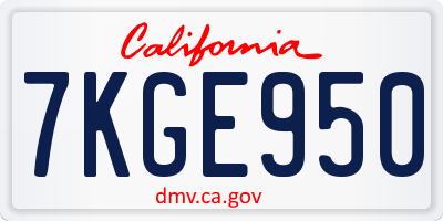 CA license plate 7KGE950