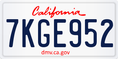 CA license plate 7KGE952