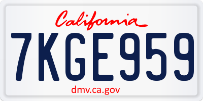 CA license plate 7KGE959