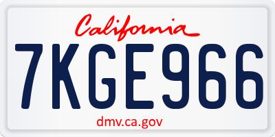CA license plate 7KGE966