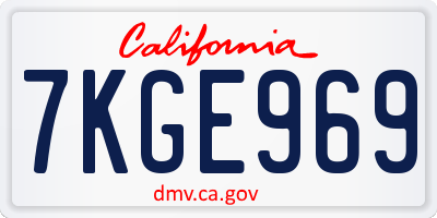 CA license plate 7KGE969
