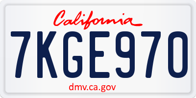 CA license plate 7KGE970