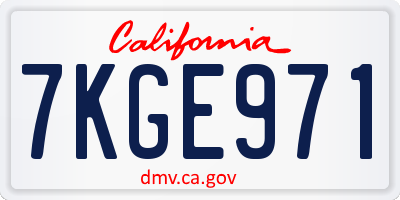 CA license plate 7KGE971
