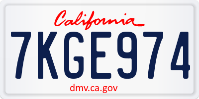 CA license plate 7KGE974