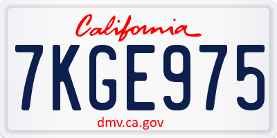 CA license plate 7KGE975