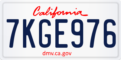 CA license plate 7KGE976