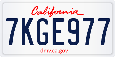 CA license plate 7KGE977