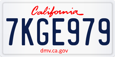 CA license plate 7KGE979