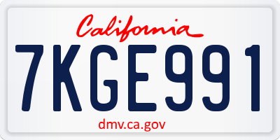 CA license plate 7KGE991
