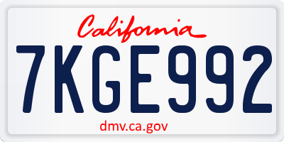 CA license plate 7KGE992