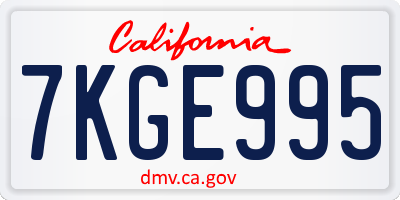 CA license plate 7KGE995