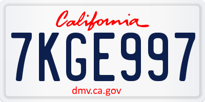 CA license plate 7KGE997