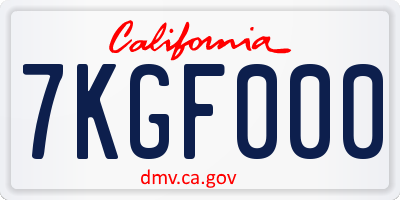 CA license plate 7KGF000