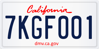 CA license plate 7KGF001
