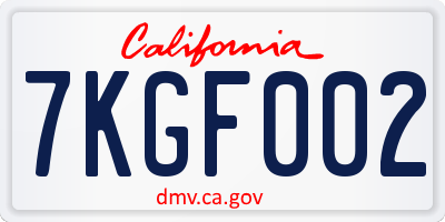 CA license plate 7KGF002