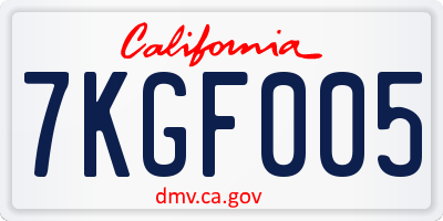 CA license plate 7KGF005