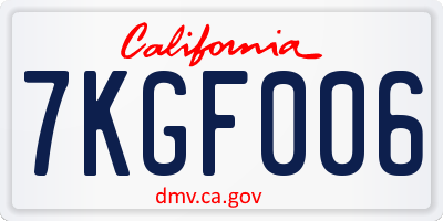 CA license plate 7KGF006
