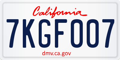 CA license plate 7KGF007