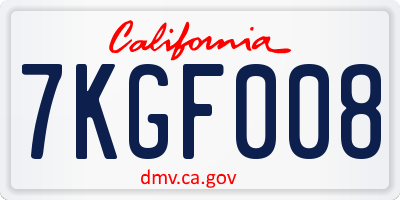 CA license plate 7KGF008
