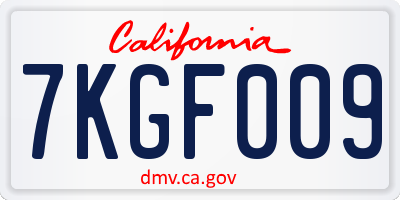 CA license plate 7KGF009