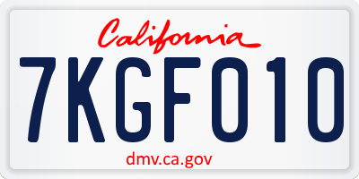 CA license plate 7KGF010