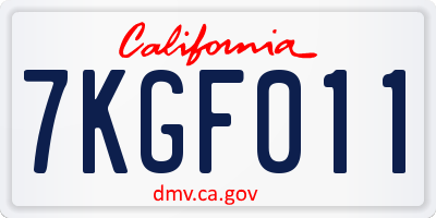 CA license plate 7KGF011