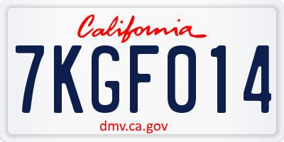 CA license plate 7KGF014