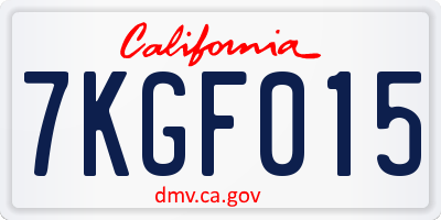 CA license plate 7KGF015