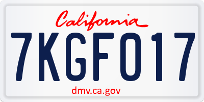 CA license plate 7KGF017