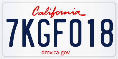CA license plate 7KGF018