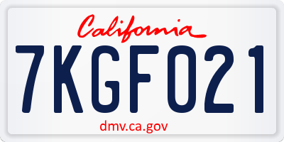 CA license plate 7KGF021
