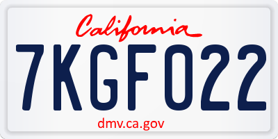 CA license plate 7KGF022