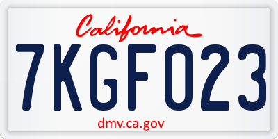 CA license plate 7KGF023