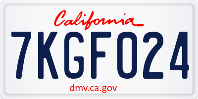 CA license plate 7KGF024