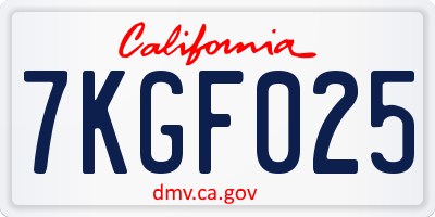 CA license plate 7KGF025