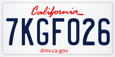 CA license plate 7KGF026
