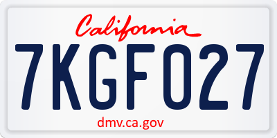 CA license plate 7KGF027