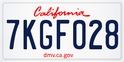 CA license plate 7KGF028