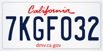 CA license plate 7KGF032