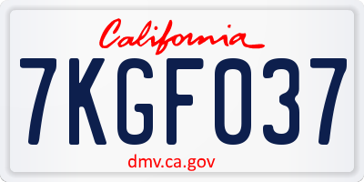 CA license plate 7KGF037