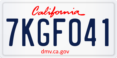 CA license plate 7KGF041